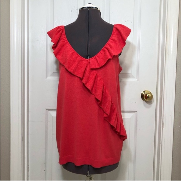Sofia Vergara Red Versatile Ruffle Tank Knit Sweater Size XL - Picture 3 of 10